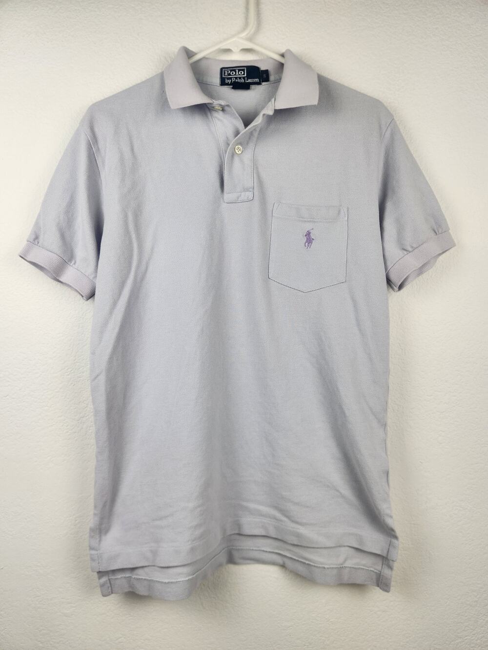 Vintage Ralph Lauren Polo Shirt Short Sleeve Men Small Light Purple Horse Logo